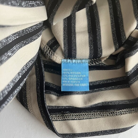 J. McLaughlin Nicola Dress Layered Stripe Black Cream Metallic Silver size XS - Picture 13 of 14